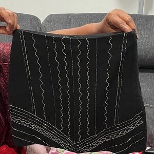 Zara Black Mini Skirt with White Stitching